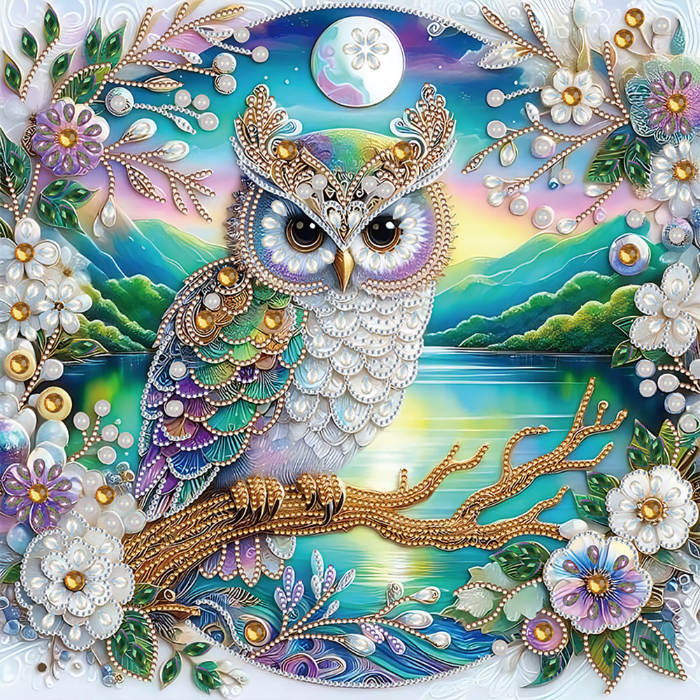 Diamond Painting - Partial Special Shaped - landscape owl (40*40CM)