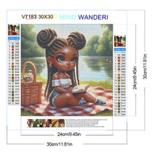 Load image into Gallery viewer, Diamond Painting - Full Round - Girl with pigtails reading a book (30*30CM)
