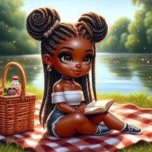 Load image into Gallery viewer, Diamond Painting - Full Round - Girl with pigtails reading a book (30*30CM)

