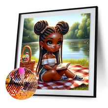 Load image into Gallery viewer, Diamond Painting - Full Round - Girl with pigtails reading a book (30*30CM)
