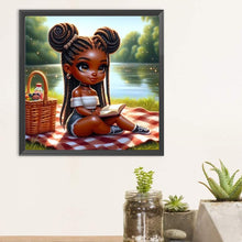Load image into Gallery viewer, Diamond Painting - Full Round - Girl with pigtails reading a book (30*30CM)
