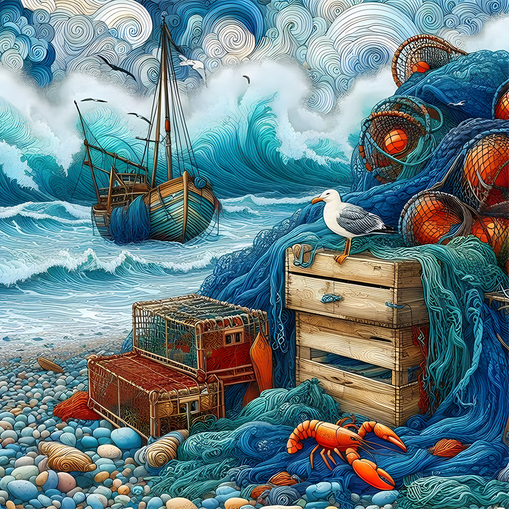 Diamond Painting - Full Round - abstract beach (40*40CM)