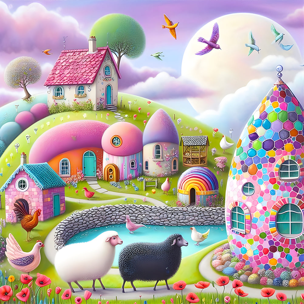 Diamond Painting - Full Round - abstract house (40*40CM)