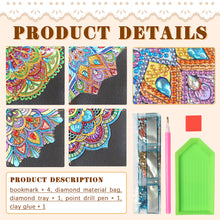 Load image into Gallery viewer, 4Pcs Mandala Diamonds Painting Corner Bookmarks DIY Flower Bookmarks Kit
