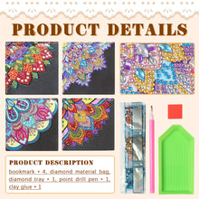 Load image into Gallery viewer, 4Pcs Mandala Diamonds Painting Corner Bookmarks DIY Flower Bookmarks Kit
