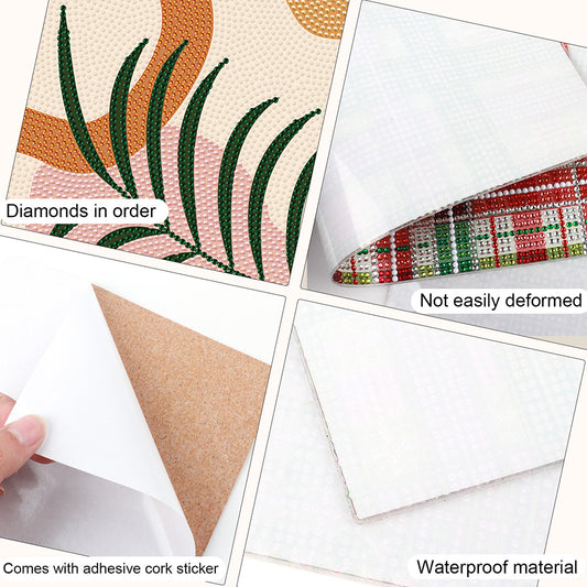 2Pcs Artistic Pattern Diamond Painting Placemat DIY Art Placemat for Table Decor