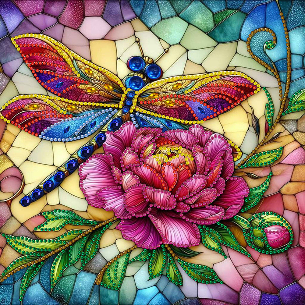 Diamond Painting - Partial Special Shaped - Gorgeous dragonfly (30*30CM)