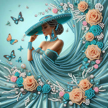 Load image into Gallery viewer, Diamond Painting - Partial Special Shaped - top hat lady (30*30CM)
