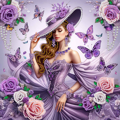Diamond Painting - Partial Special Shaped - top hat lady (30*30CM)