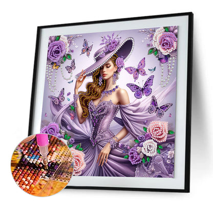 Diamond Painting - Partial Special Shaped - top hat lady (30*30CM)