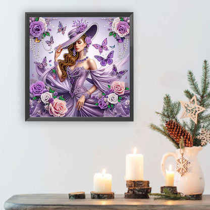 Diamond Painting - Partial Special Shaped - top hat lady (30*30CM)