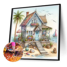 Load image into Gallery viewer, Diamond Painting - Full Round - Beach house and sailboat (30*30CM)
