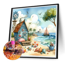 Load image into Gallery viewer, Diamond Painting - Full Round - Beach house and windmill (30*30CM)
