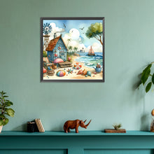 Load image into Gallery viewer, Diamond Painting - Full Round - Beach house and windmill (30*30CM)
