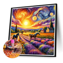Load image into Gallery viewer, Diamond Painting - Full Round - Sunset pastoral and horses (40*40CM)
