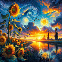 Load image into Gallery viewer, Diamond Painting - Full Round - sunflowers and sky (40*40CM)
