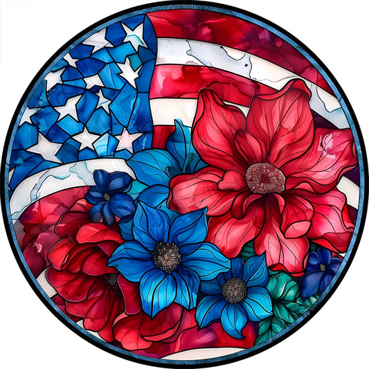 Diamond Painting - Full Round - round sign american flag (30*30CM)