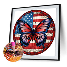 Load image into Gallery viewer, Diamond Painting - Full Round - round sign american flag butterfly (30*30CM)
