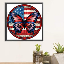 Load image into Gallery viewer, Diamond Painting - Full Round - round sign american flag butterfly (30*30CM)
