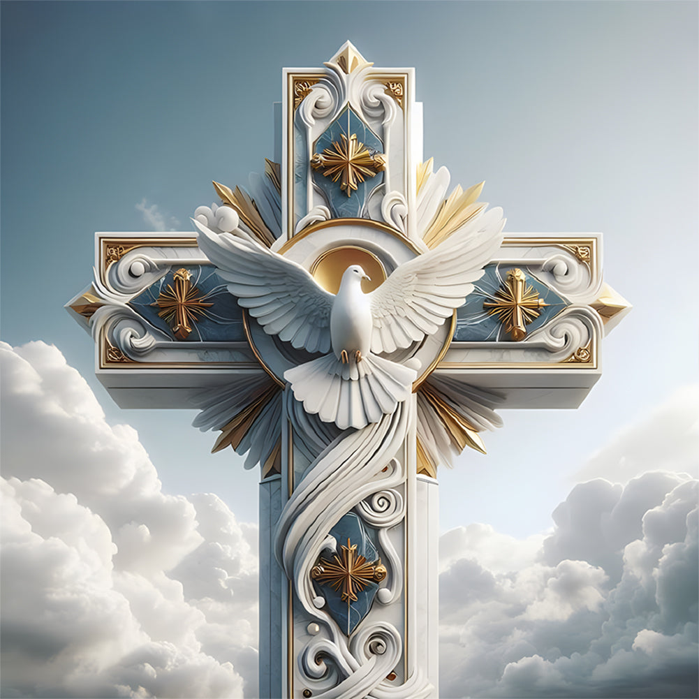 Diamond Painting - Full Round - cross peace dove (30*30CM)