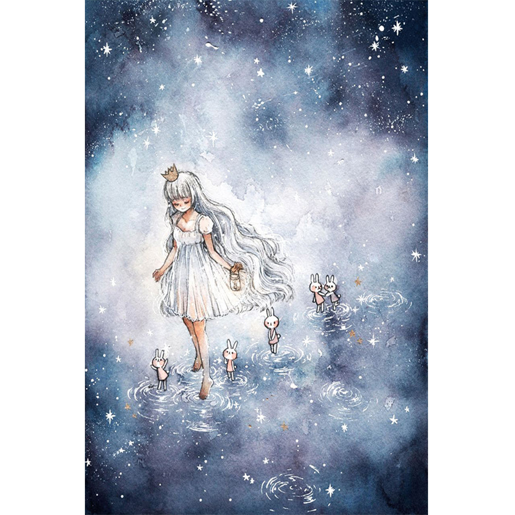 Diamond Painting - Full Round - White Hair Girl Cartoon Series (40*60CM)