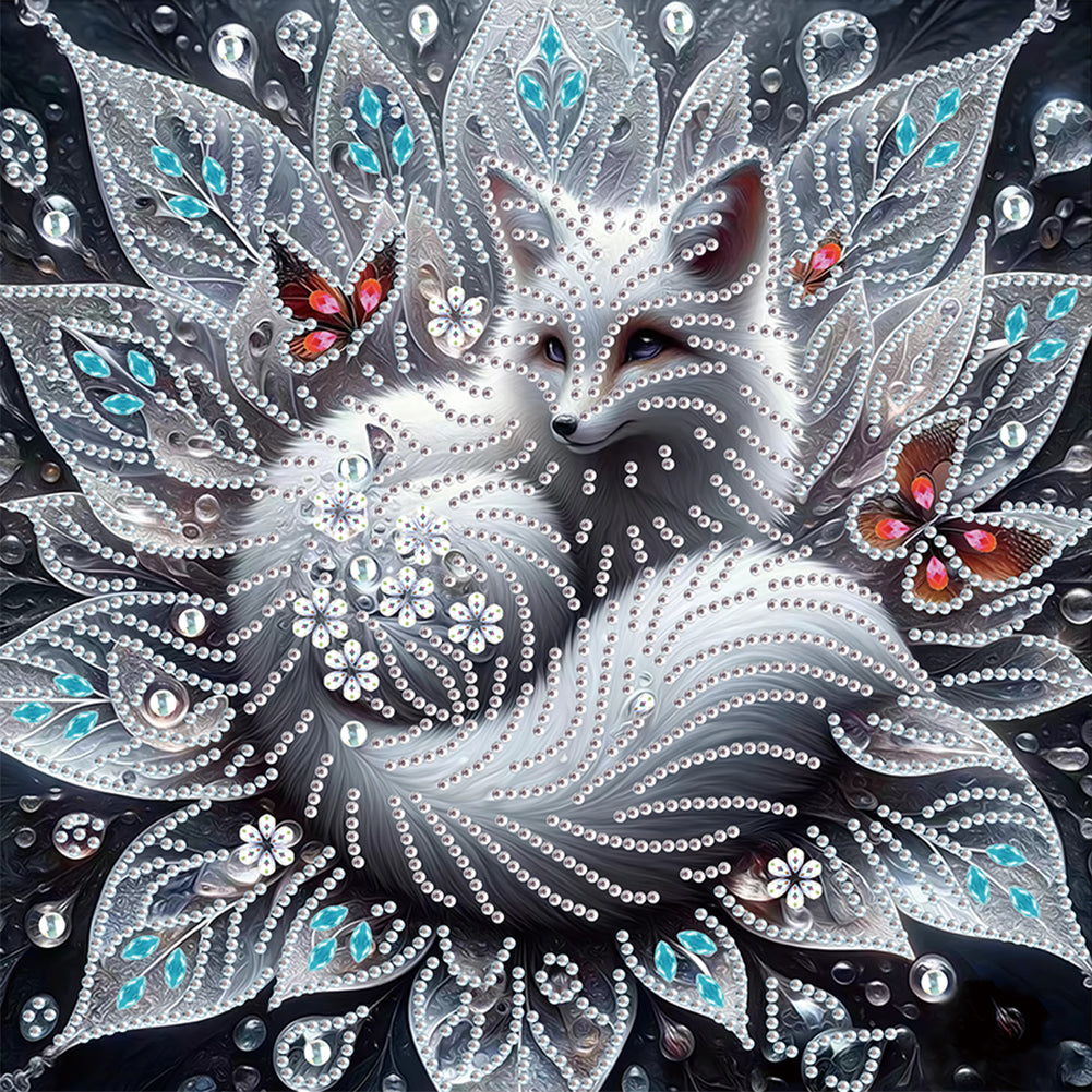 Diamond Painting - Partial Special Shaped - white fox (30*30CM)
