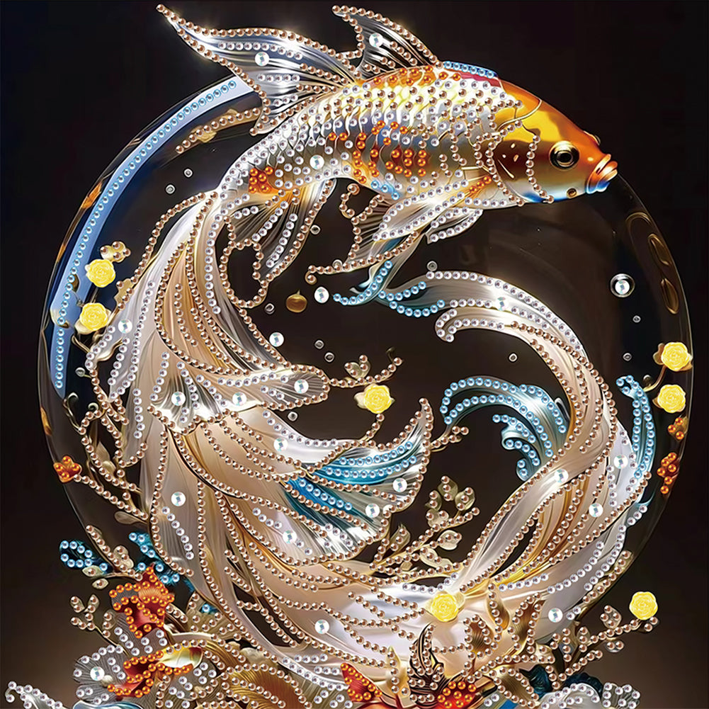 Diamond Painting - Partial Special Shaped - leaping goldfish (30*30CM)