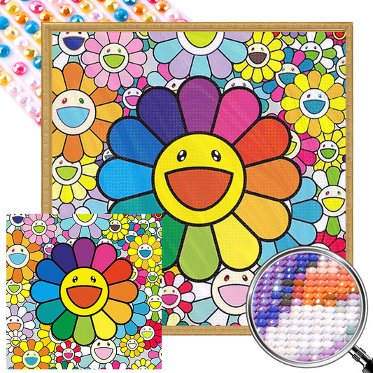 AB Diamond Painting - Full Round - happy flower (45*45CM)