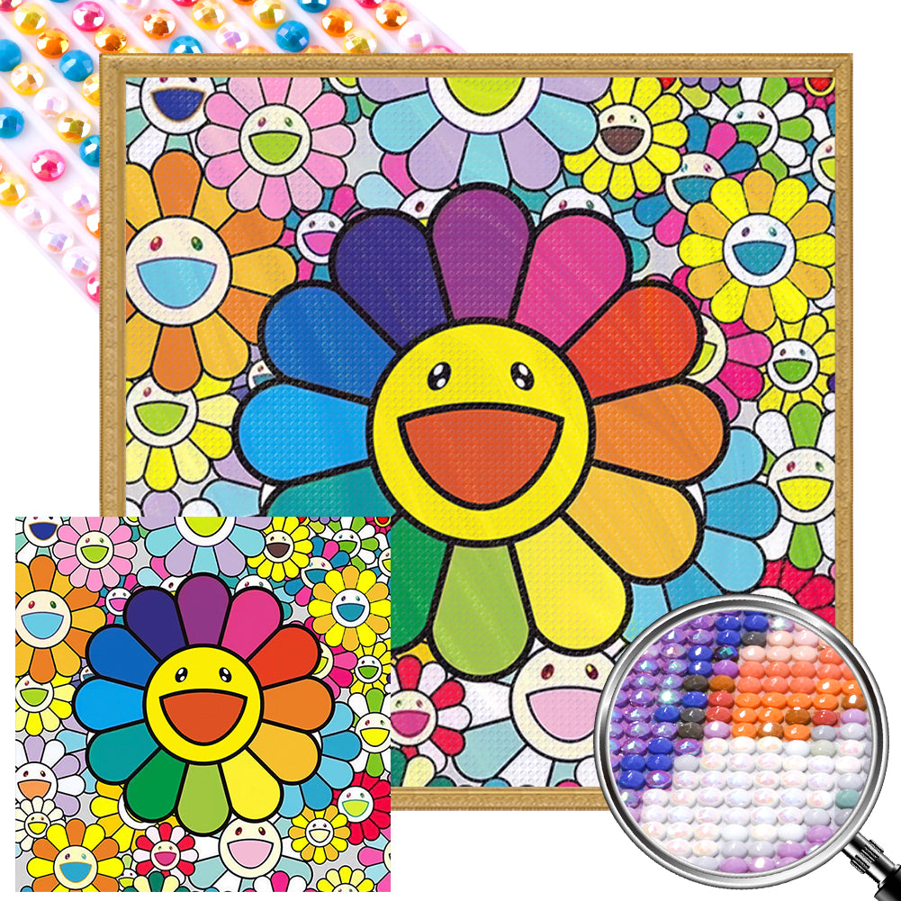 AB Diamond Painting - Full Round - happy flower (45*45CM)