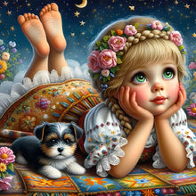 Load image into Gallery viewer, Diamond Painting - Full Round - cute pet girl (30*30CM)
