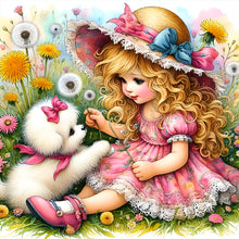 Load image into Gallery viewer, Diamond Painting - Full Round - cute pet girl (30*30CM)
