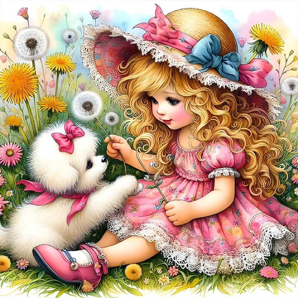 Diamond Painting - Full Round - cute pet girl (30*30CM)