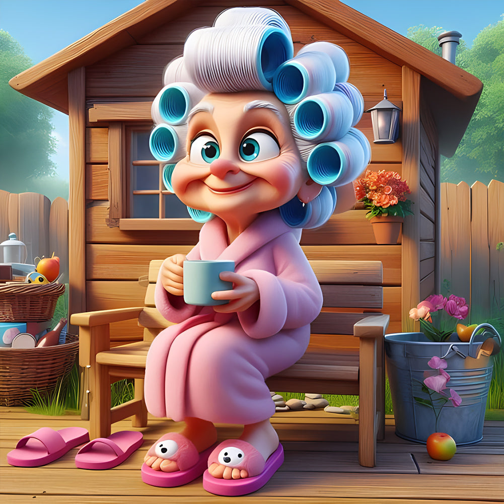 Diamond Painting - Full Round - cute grandma (30*30CM)