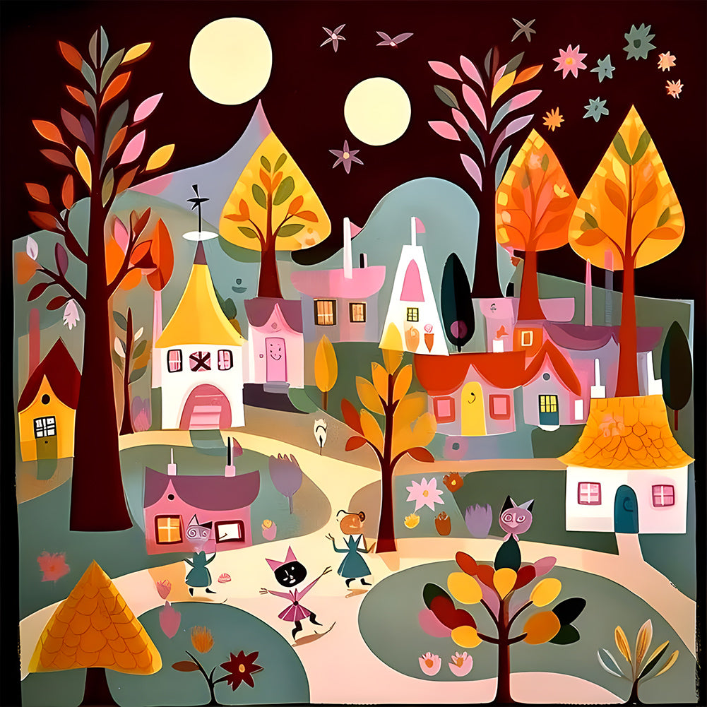 Diamond Painting - Full Round - abstract house (30*30CM)