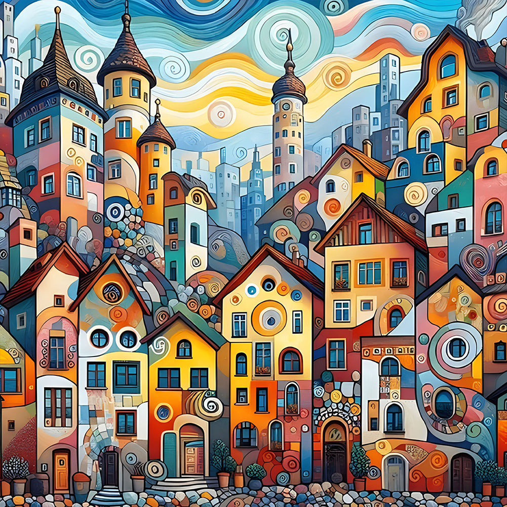 Diamond Painting - Full Round - abstract house (30*30CM)