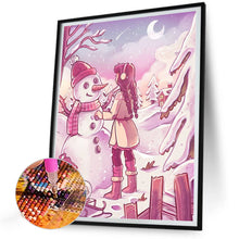 Load image into Gallery viewer, Diamond Painting - Full Round - girl making snowman (30*40CM)

