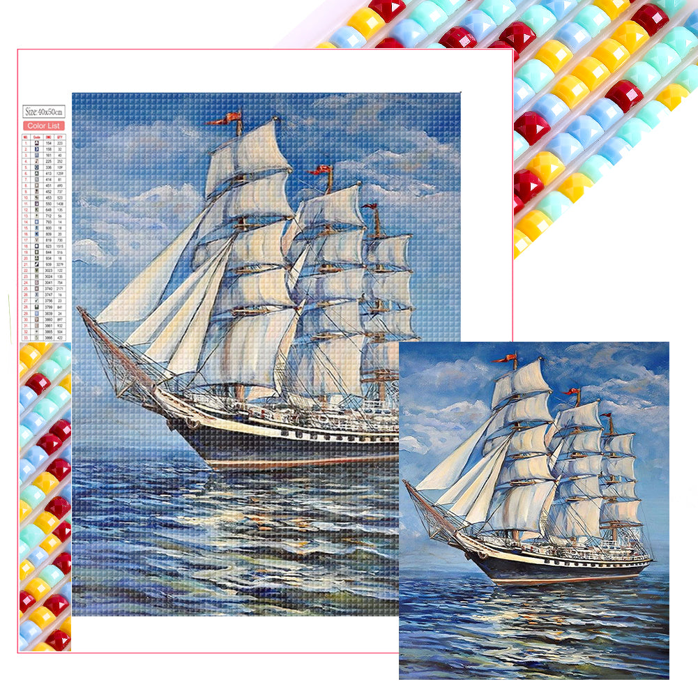 Diamond Painting - Full Square - sea sailing boat (40*50CM)