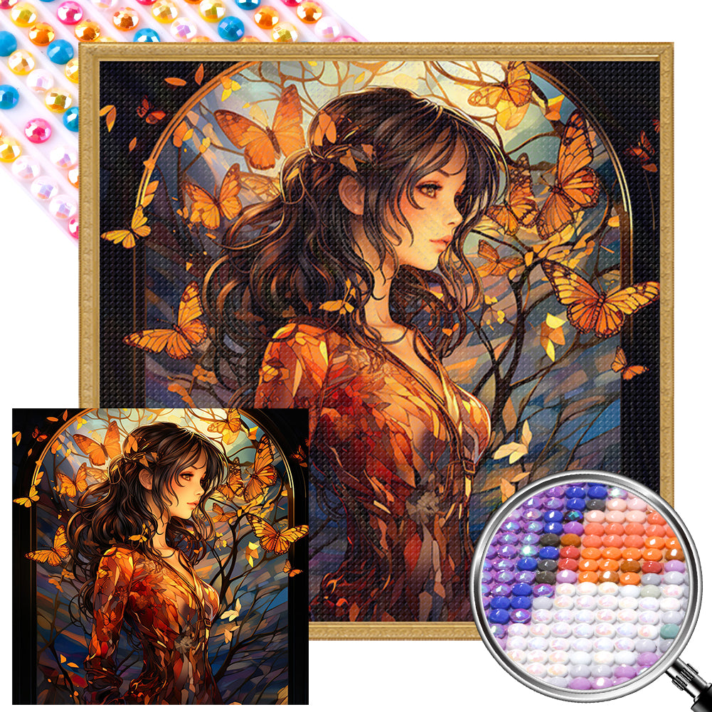 AB Diamond Painting - Full Round - girl glass art (40*40CM)