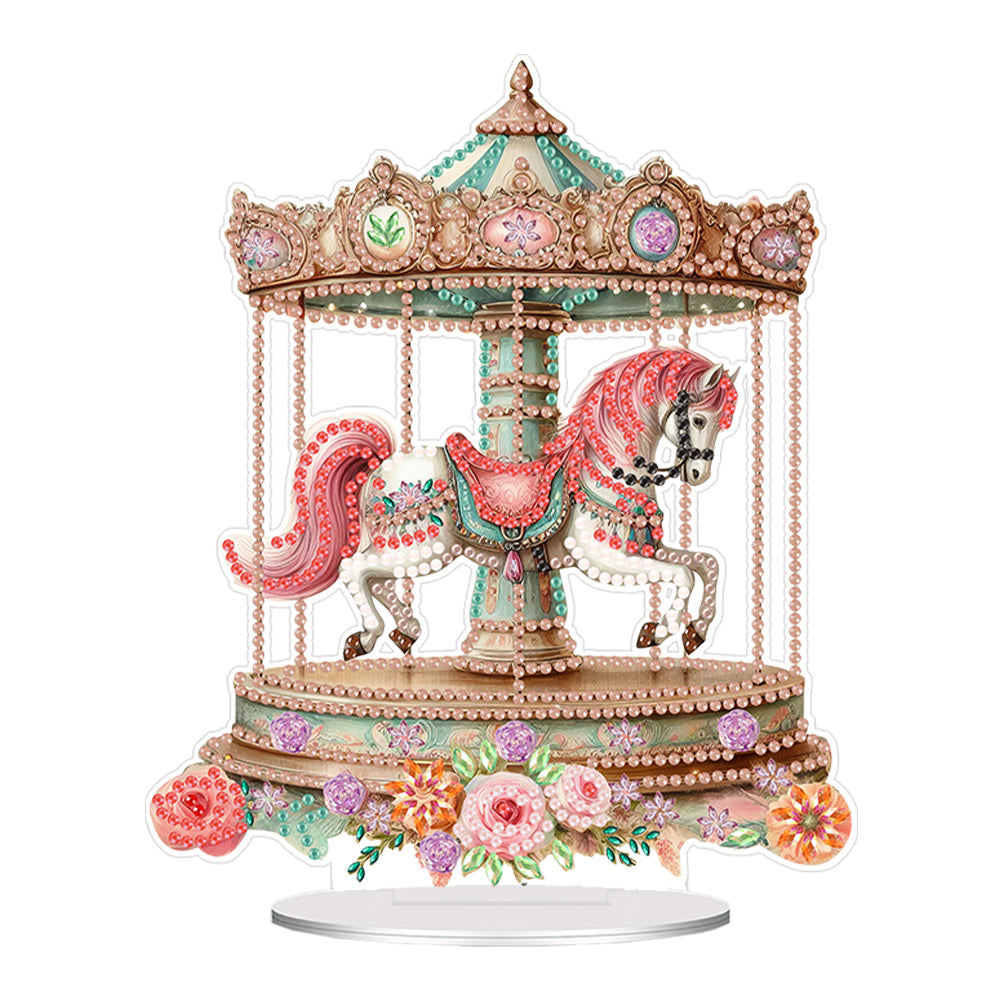 Acrylic Carousel Diamond Painting Desktop Decorations Tabletop Diamond Art Kits