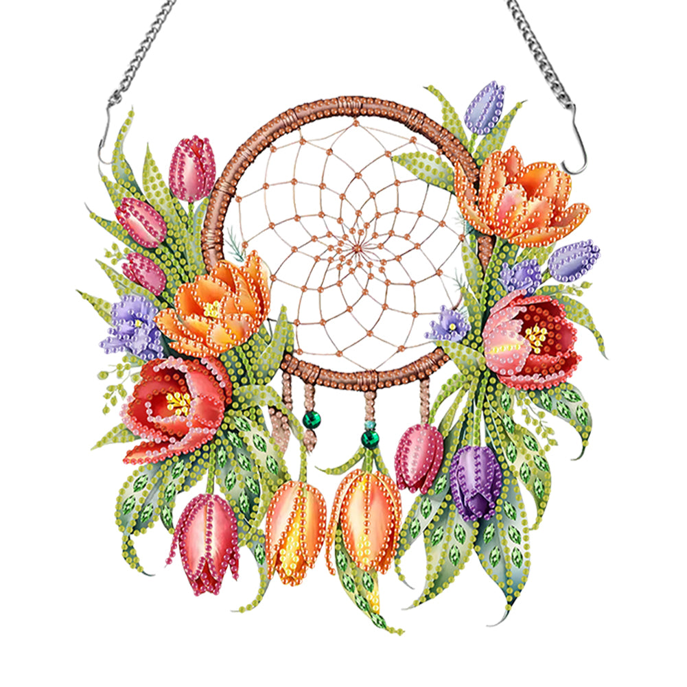Acrylic Special Shaped Flowers Plants 5D DIY Diamond Dream Catcher Pendant Craft