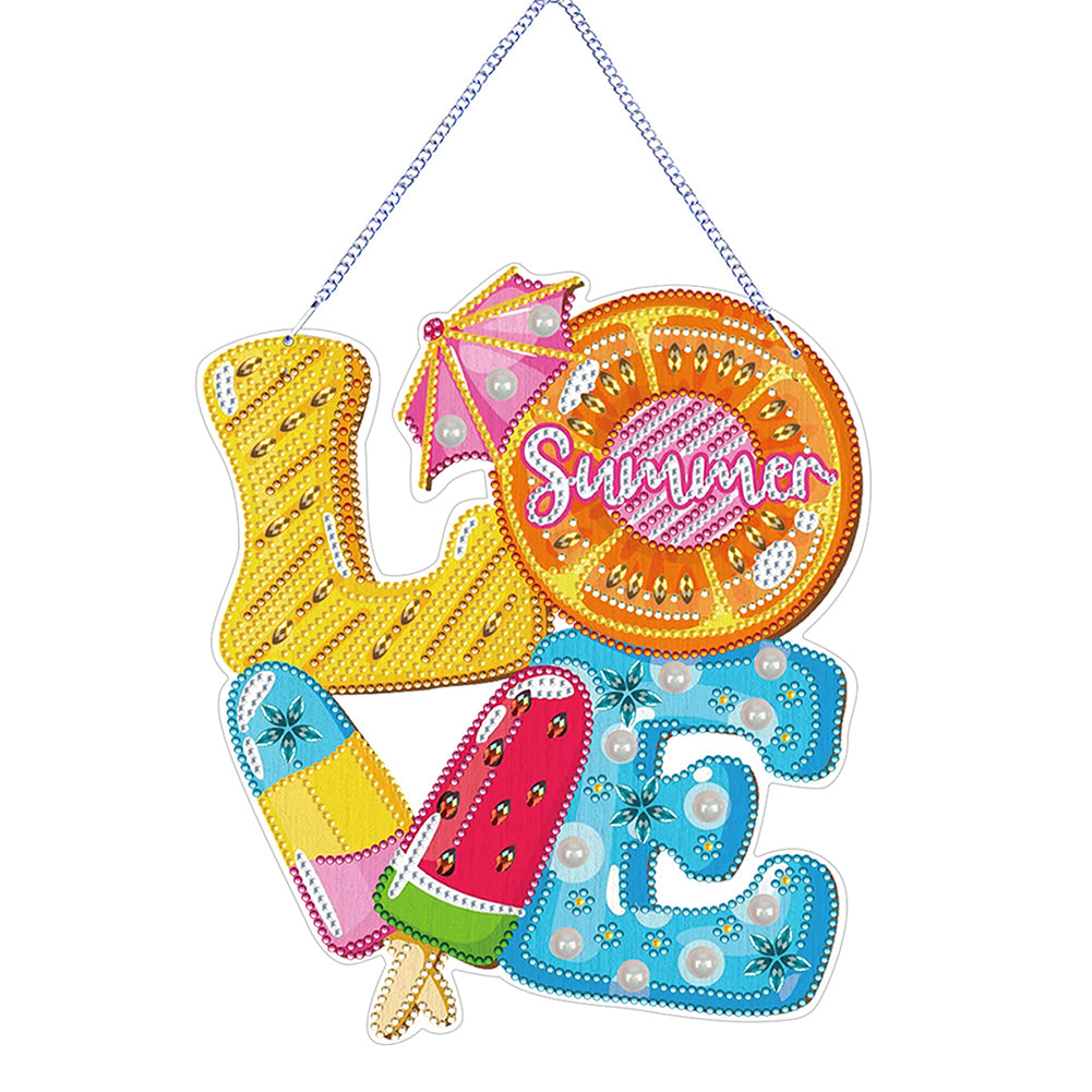 Acrylic Summer Vibe 5D DIY Diamond Painting Dots Pendant for Garden Window Decor