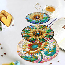 Load image into Gallery viewer, 3 Tier Acrylic Sunflower Pattern 5D DIY Diamond Painting Serving Tray Home Decor
