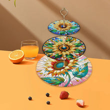 Load image into Gallery viewer, 3 Tier Acrylic Sunflower Pattern 5D DIY Diamond Painting Serving Tray Home Decor
