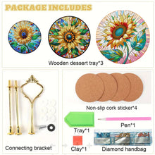 Load image into Gallery viewer, 3 Tier Acrylic Sunflower Pattern 5D DIY Diamond Painting Serving Tray Home Decor
