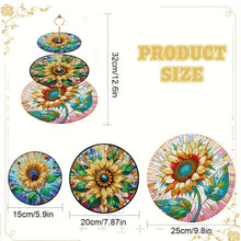 Load image into Gallery viewer, 3 Tier Acrylic Sunflower Pattern 5D DIY Diamond Painting Serving Tray Home Decor

