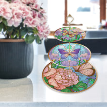 Load image into Gallery viewer, 3 Tier Acrylic Butterfly Pattern 5D DIY Diamond Painting Serving Tray Home Decor
