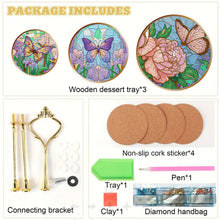 Load image into Gallery viewer, 3 Tier Acrylic Butterfly Pattern 5D DIY Diamond Painting Serving Tray Home Decor
