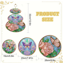 Load image into Gallery viewer, 3 Tier Acrylic Butterfly Pattern 5D DIY Diamond Painting Serving Tray Home Decor
