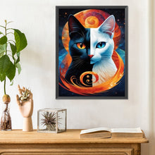 Load image into Gallery viewer, Diamond Painting - Full Round - black and white yin yang cat (30*40CM)
