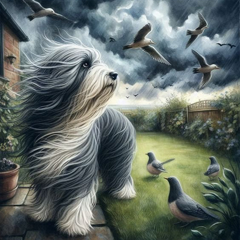 Diamond Painting - Full Round - Puppy in the storm (40*40CM)